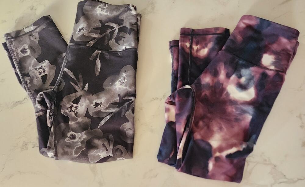 Balance Collection Set of 2 Floral Tie dye Workout Running Leggings Yoga Small